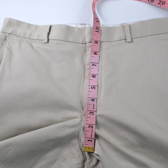 Express Producer Mens 33x32 Beige Pinstripes Flat Front Dress Pants - Picture 8 of 10